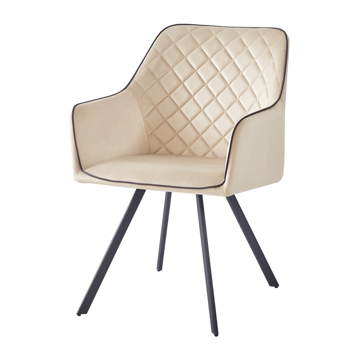 Sedia di design Amber in velluto beige e ferro
