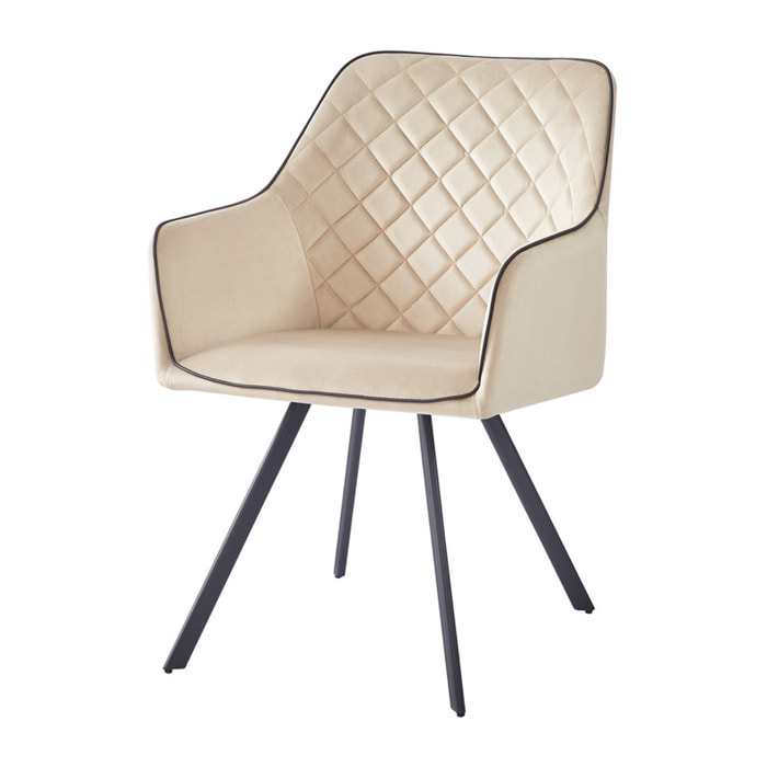 Sedia di design Amber in velluto beige e ferro