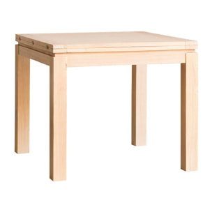Table à manger extensible Blay -bois massif et placage naturel de mindi-couleur naturel 90 x 78 x 90 cm