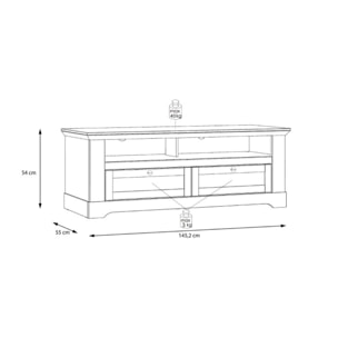 Meuble TV en bois effet chêne clair blanchi L145cm - ILONA