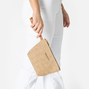 Pochette donna beige in raffia