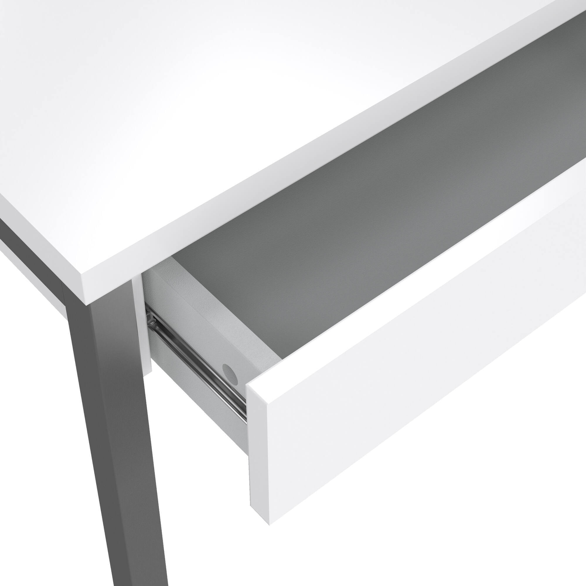 Scrivania Anavi, Scrittoio multiuso, Tavolo per ufficio porta PC, Piano di lavoro, 101x40 h77 cm, Bianco lucido