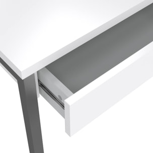 Scrivania Anavi, Scrittoio multiuso, Tavolo per ufficio porta PC, Piano di lavoro, 101x40 h77 cm, Bianco lucido