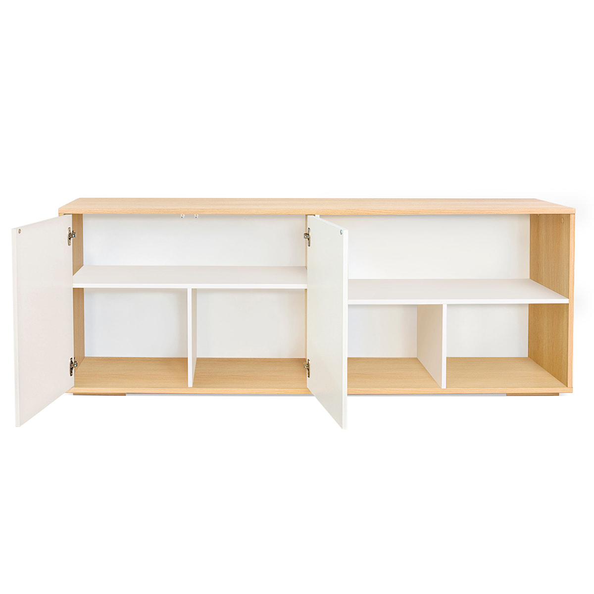 Buffet bas scandinave finition bois clair et blanc L190 cm EZIA