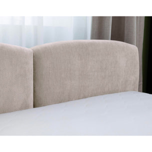 Carla - lit coffre - 180x200 cm - en velours texturé - sommier inclus - Beige