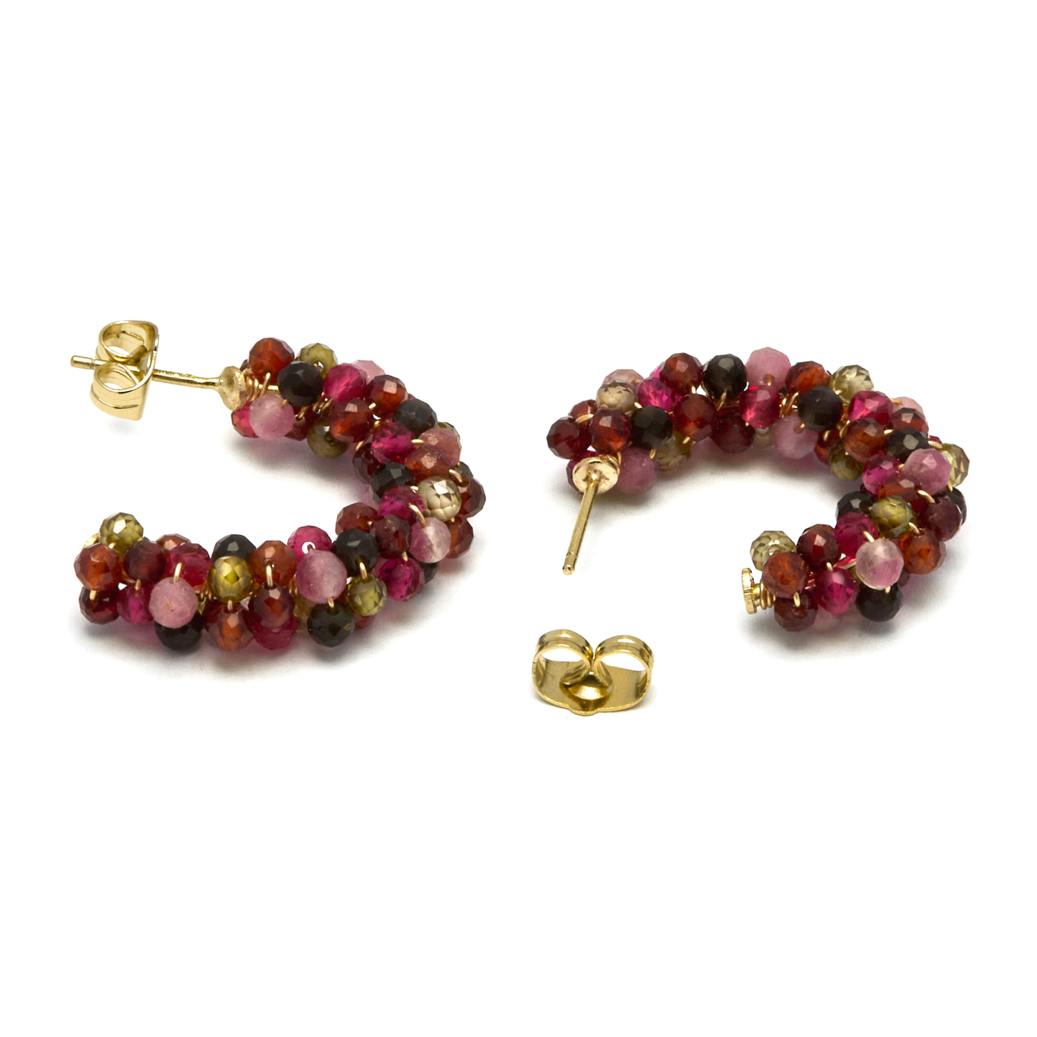 Pendientes de Cristal Multicolor acabados en oro amarillo de 18K