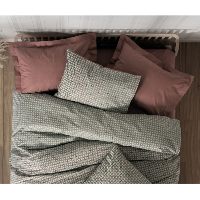 Parure housse de couette et taie(s) d'oreiller coton imprimé
