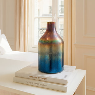 Vase bleu et rose en verre h24cm SUNSET