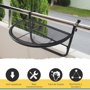 Mesa Colgante de Balcón Semicircular 60x47x50 cm Ajustable en Altura Simple y Conveniente para Barandilla de Balcón Terraza Patio