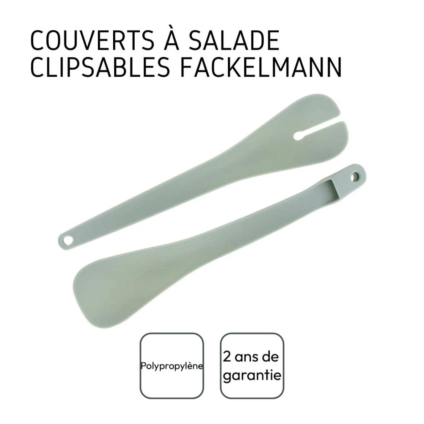 Set de 2 Saladiers en inox de 20,5 cm et 25 cm de diamètre et couverts à salade en plastique Fackelmann