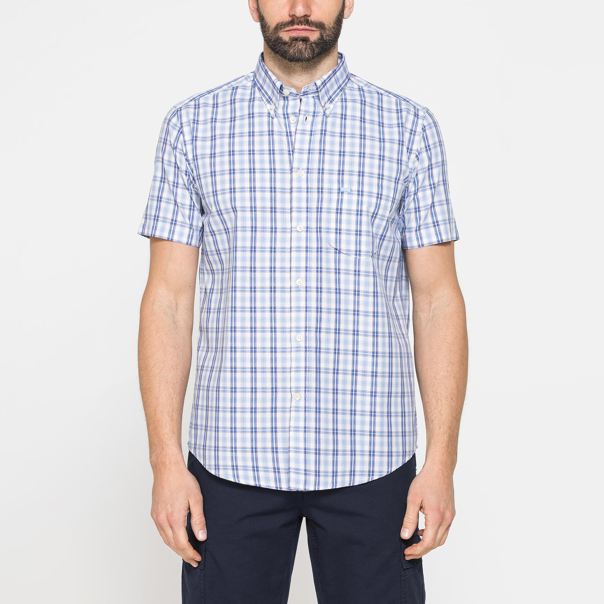 CAMICIA A MANICA CORTA IN COTONE CON FANTASIA