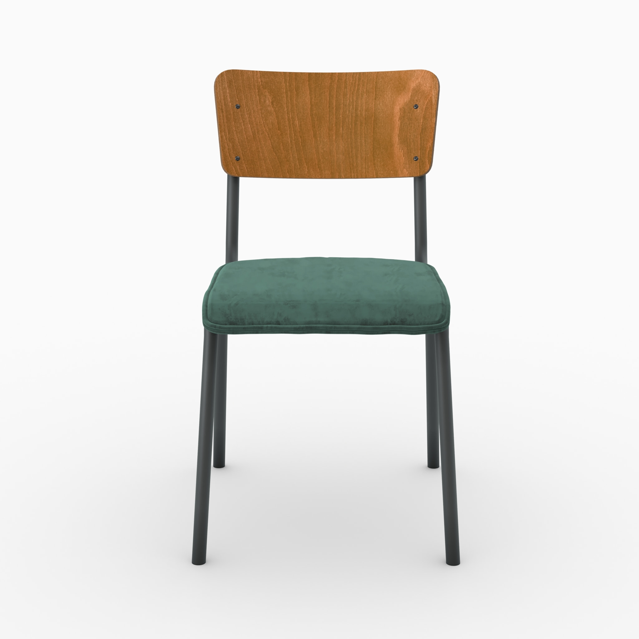 Lot de 2 chaises en bois foncé et velours vert - Nico