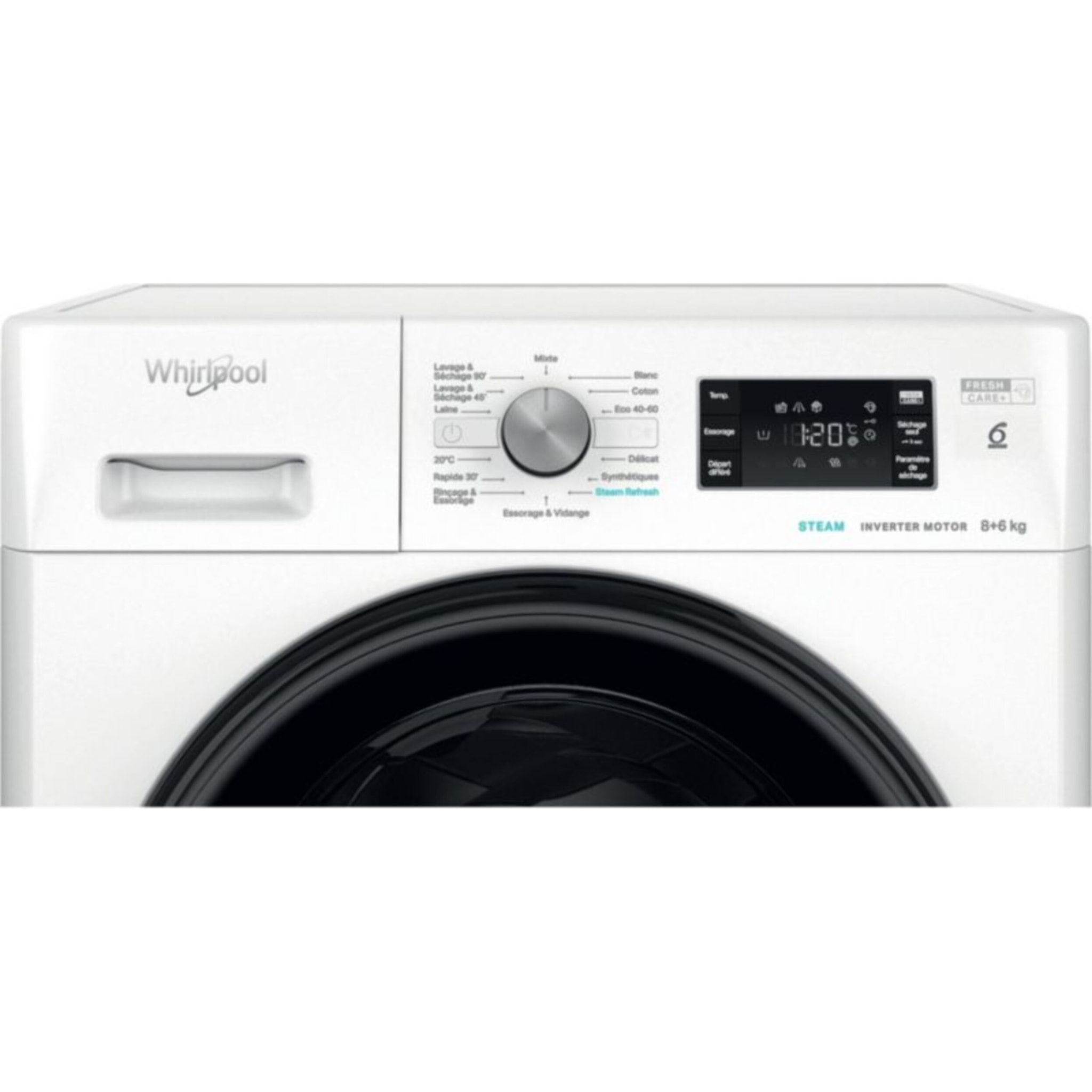 Lave linge séchant hublot WHIRLPOOL FFWDB864489BVFR