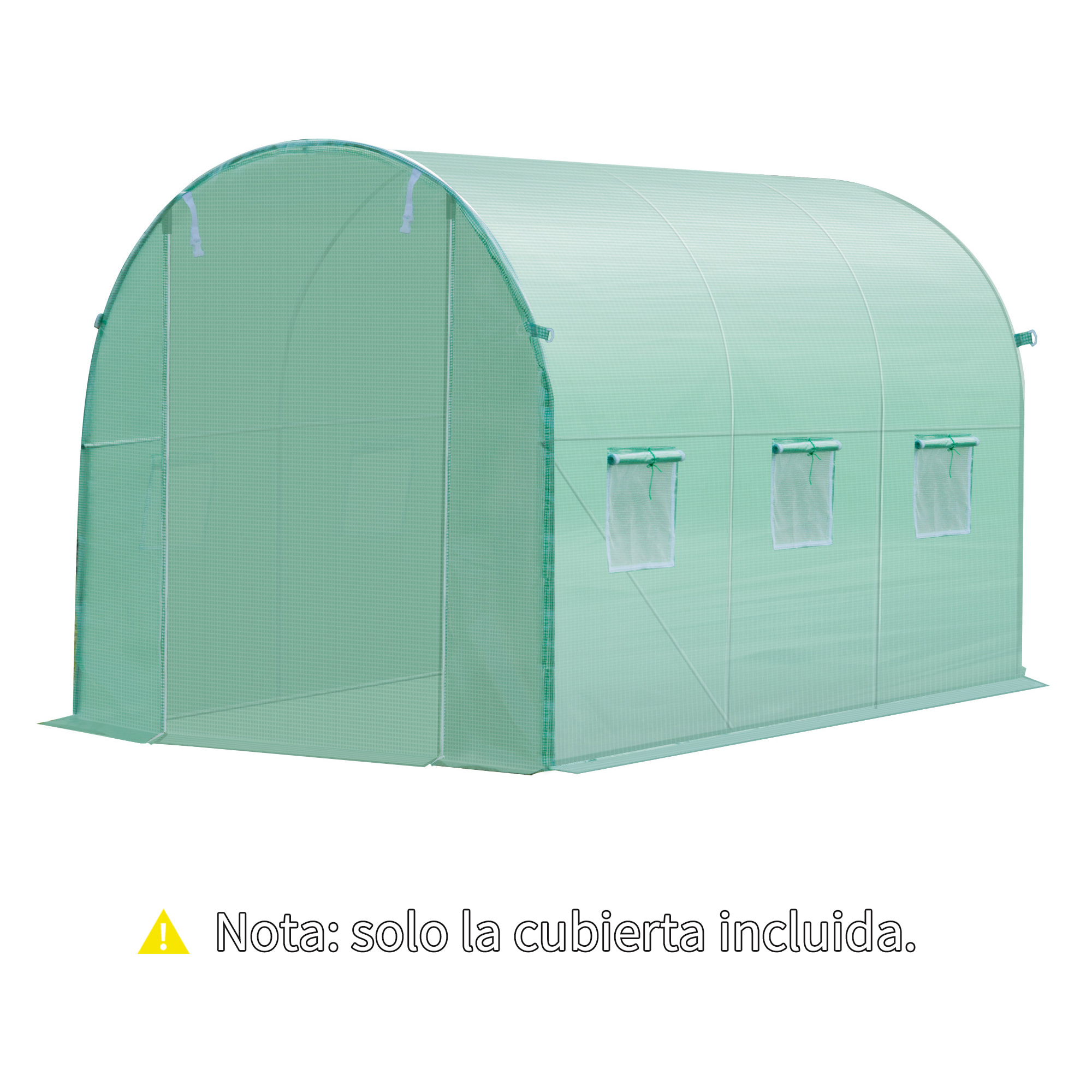 Outsunny Plásticos para Invernaderos 3x2x2 m Cubierta de Repuesto para Invernadero de Polietileno con 6 Ventanas y Puerta Enrollable Protección de Plantas para Jardín Verde