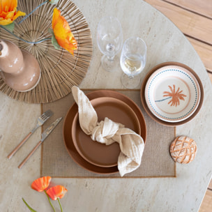 Lot de 6 assiettes creuses marron en grès 20,5cm ARITA