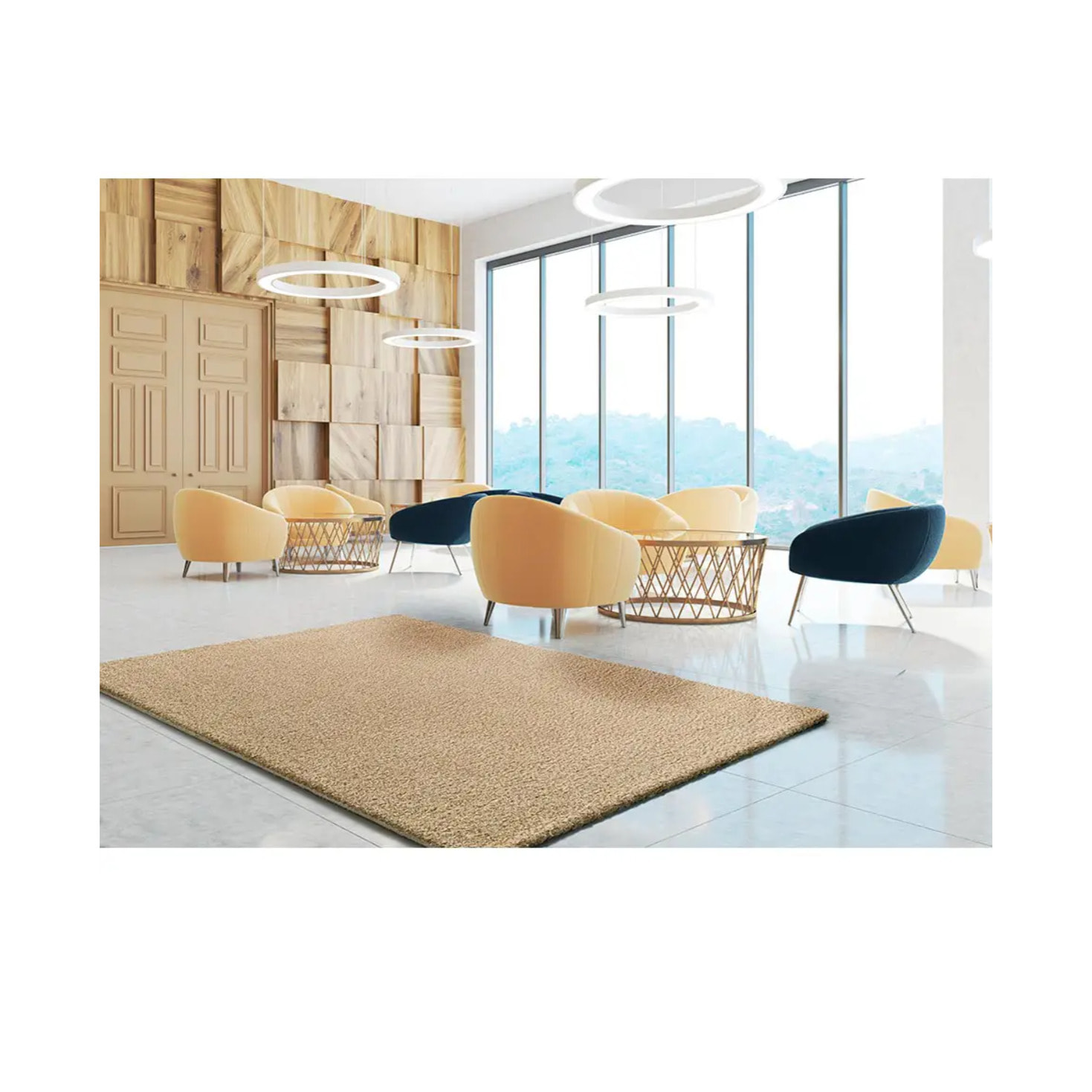 NORGE Alfombra shaggy lisa beige, varias medidas disponibles.