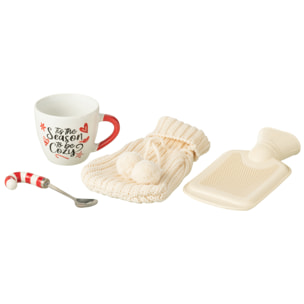 J-Line tasse + cuillère + bouillotte - céramique - rouge - boîte cadeau