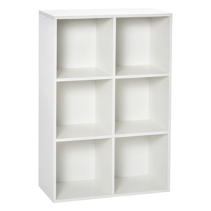 Estantería para Libros Estantes de Madera de 3 Niveles con 6 Cubos de Almacenaje para Sala de Estar Dormitorio Oficina 65,5x30x97,5 cm Blanco