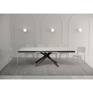 Table extensible 90x160/420 cm Karida Evolution frêne blanc cadre anthracite