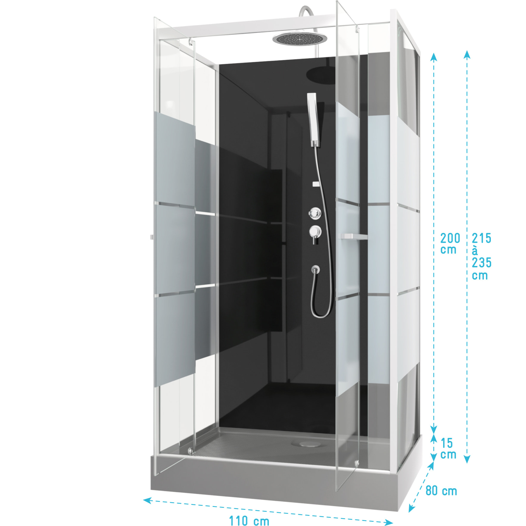 Cabine de douche rectangle 110x80x225cm - SCRATCHY 110