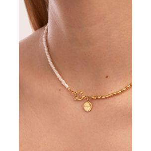 Collar New Pearl Acero Baño Oro