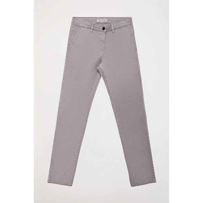 Pantaloni chino slim fit grigi con particolare Polo Club