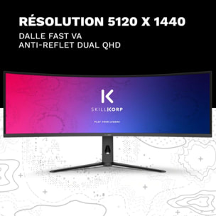 Ecran PC Gamer SKILLKORP M49 Access 49" incurvé Fast VA UWQHD 120 Hz HDR HDMI 2.1