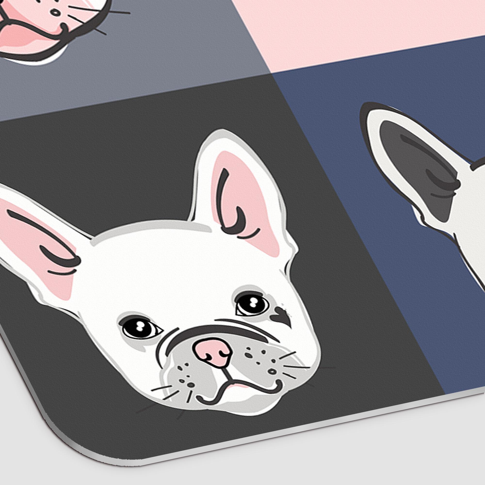 Alfombra de vinilo mascotas CERAMIKO, French bulldog faces 48x75 cm