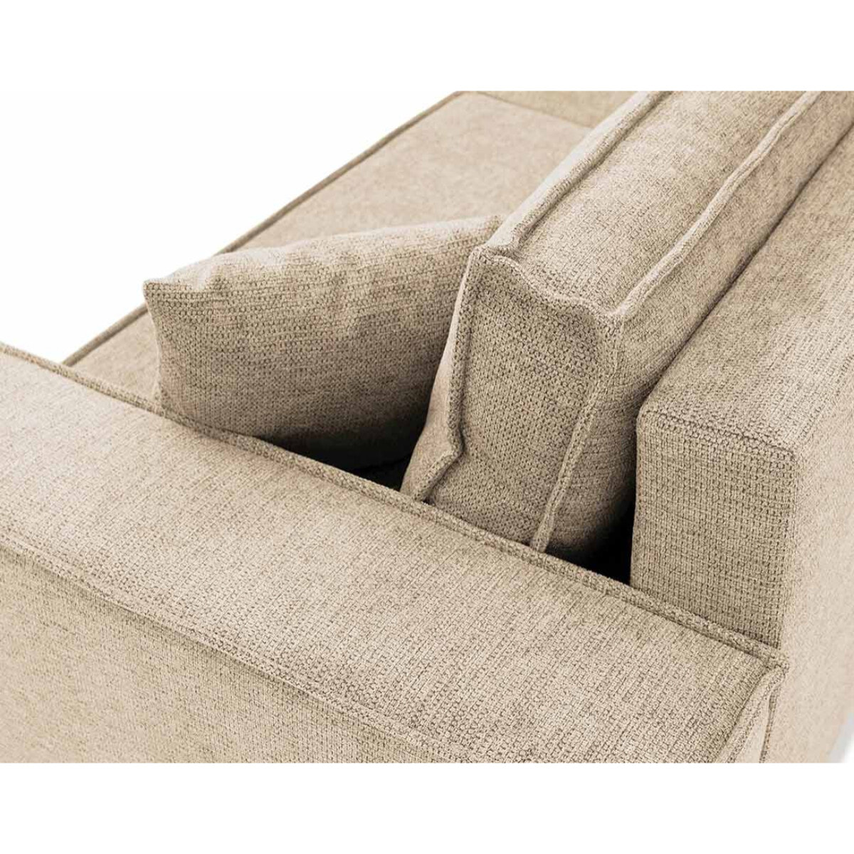 Cezanne - Canapé droit 3 places convertible avec coffre en tissu texturé - Beige