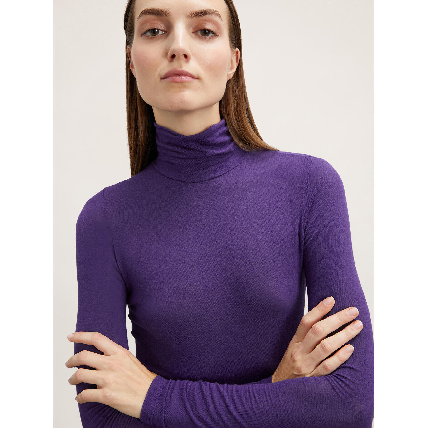 Motivi - Jersey de cuello alto con mezcla de modal - Violeta