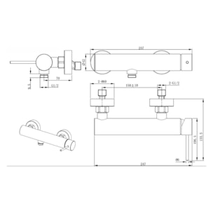 Aurum mitigeur de douche mural 150 mm à levier sans set de douche, métal brossé (SATBAUR268BGM)