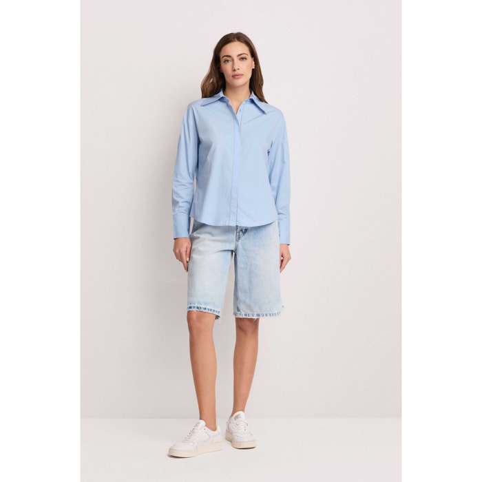 Kocca - Camicia minimal con strass Donna, Tinta unita, Colletto di camicia
