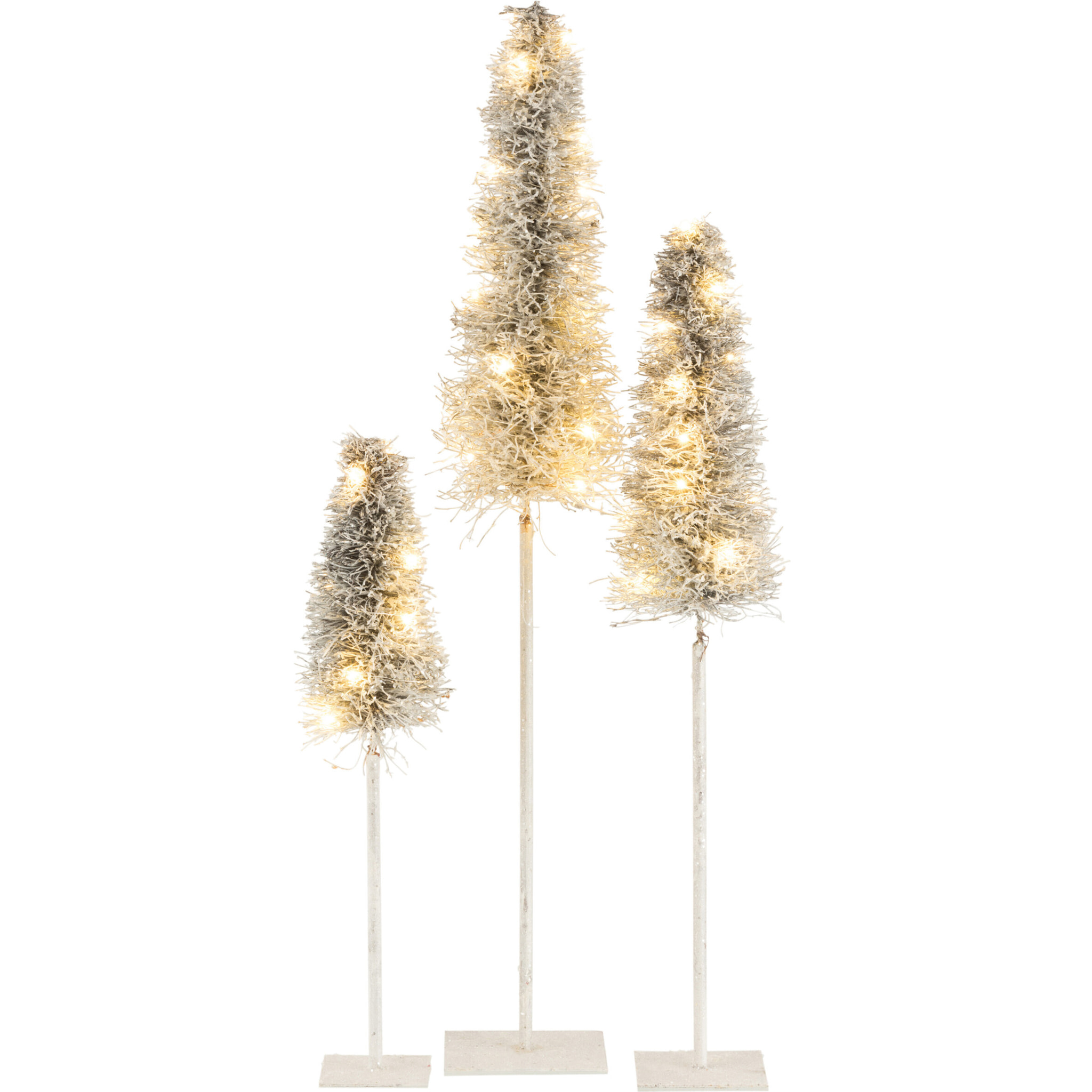 J-Line décoration sapin de Noël Branches - rotin - blanc - large - LED