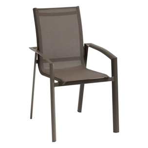 Fauteuil de jardin empilable "Axant" wengé & praline en aluminium traité époxy