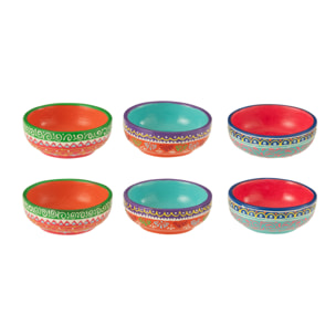 J-Line Boite 6 Bols Mumbai Terre Cuite Mix