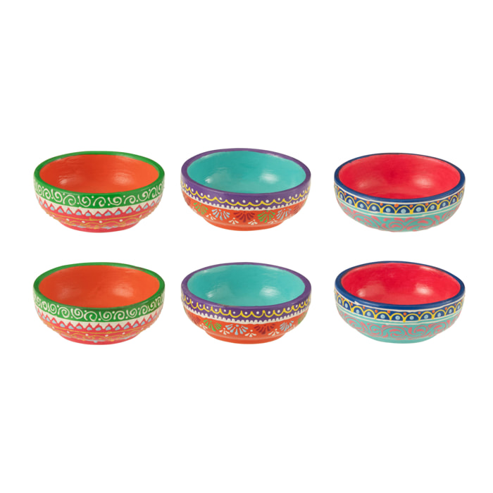 J-Line Boite 6 Bols Mumbai Terre Cuite Mix