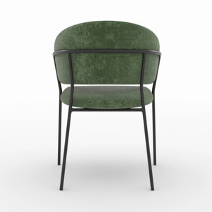 Lot de 2 chaises en tissu vert sapin et pieds en métal noir - Amaya