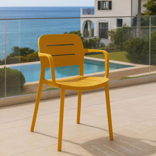 Lot de 4 fauteuils de table jaune extérieur en polypropylène SUNSET