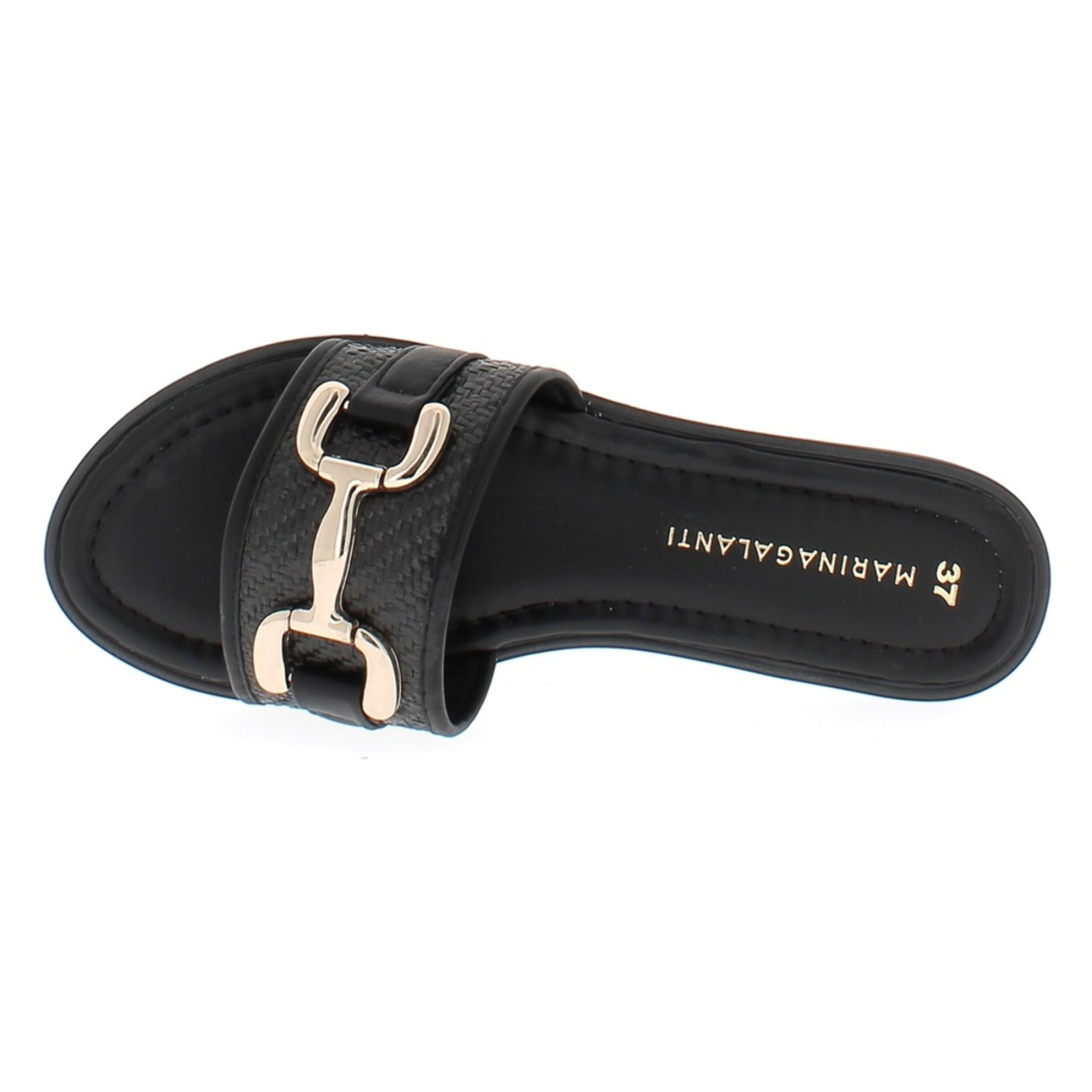 Marina Galanti Scarpe Donna Flat Slippers with Gold Horsebit MG 1E161 Black