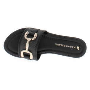 Marina Galanti Scarpe Donna Flat Slippers with Gold Horsebit MG 1E161 Black