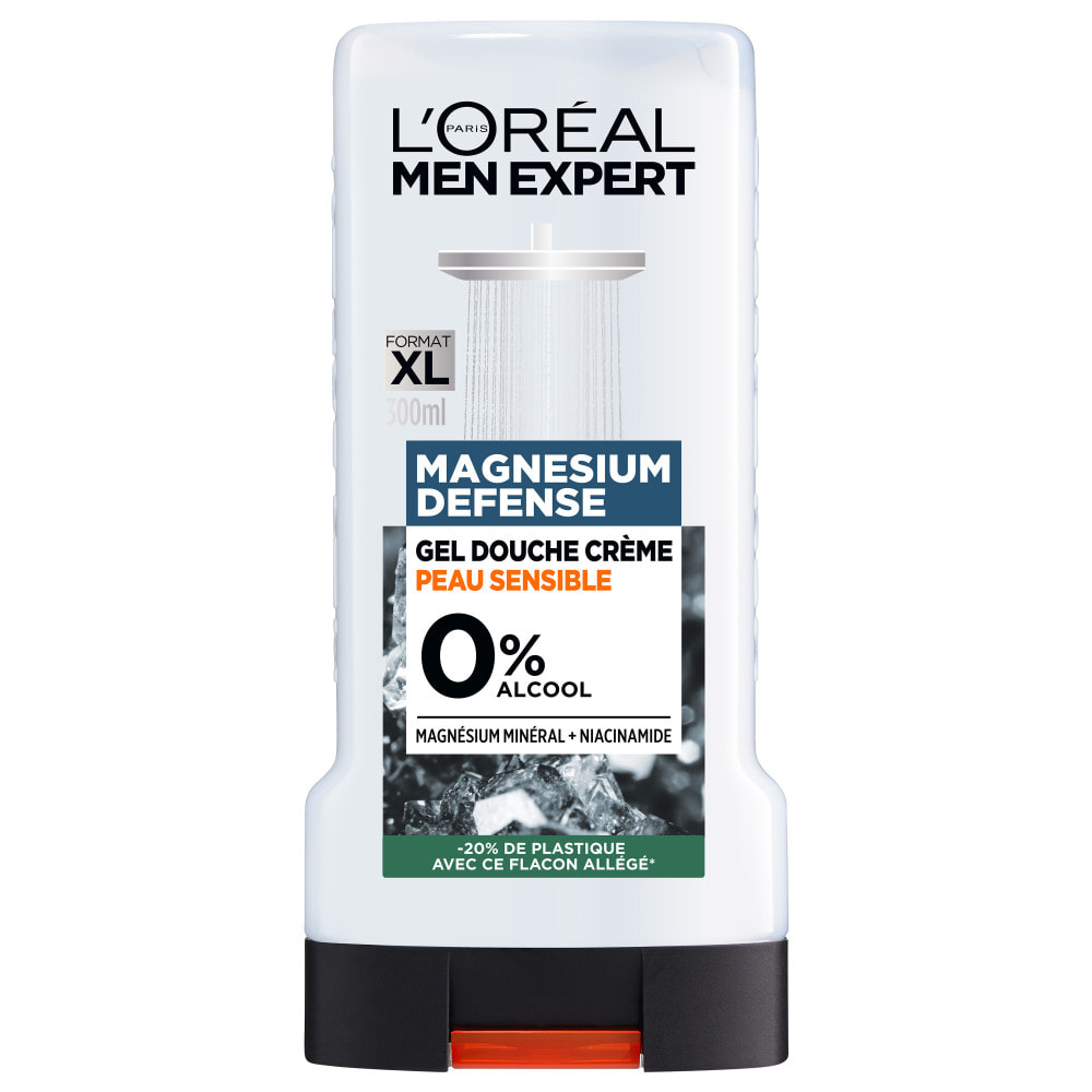 Lot de 6 - L'Oréal Men Expert Magnesium Defense Gel Douche Crème Peau Sensible 0% 300ml