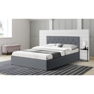 Lit coffre Hannah PVC avec sommier - Gris