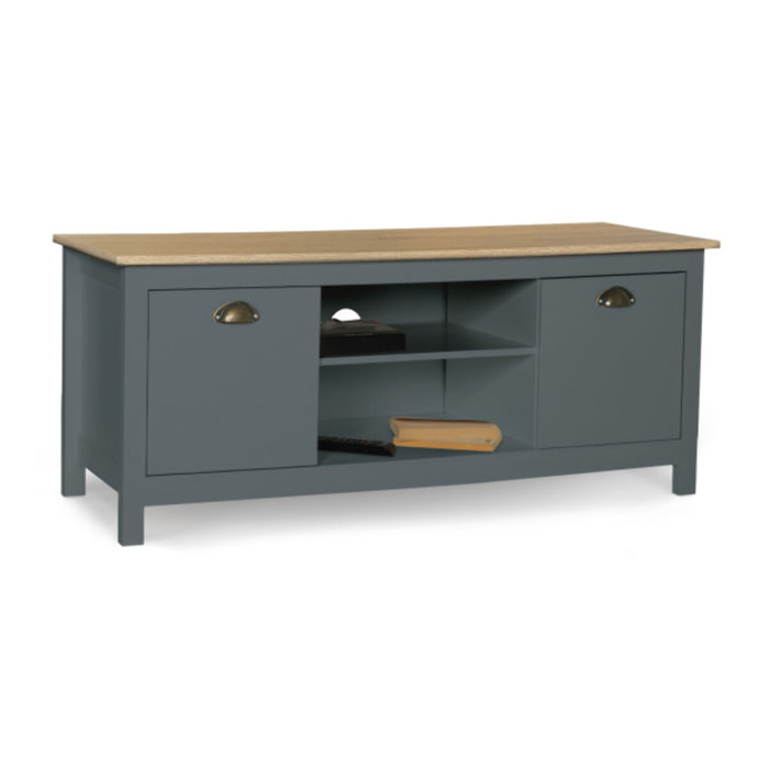 Meuble TV Ninon 2 portes - Bois - Gris