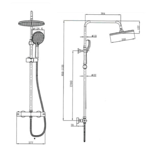 Colonne de douche XXL 250 avec mitigeur thermostatique, Douchette 3 jets, chrome (SATSSTKE)