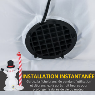 Bonhomme de neige gonflable avec pancarte 3 LED, décoration gonflable de Noël pour l'extérieur et l'intérieur, hauteur 213 cm, polyester imperméable, blanc