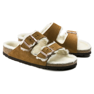 Sandali Birkenstock Arizona pelliccia di agnello Marrone