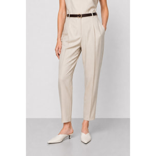 Kocca - Pantalone da donna gessato a vita alta con cintura Donna