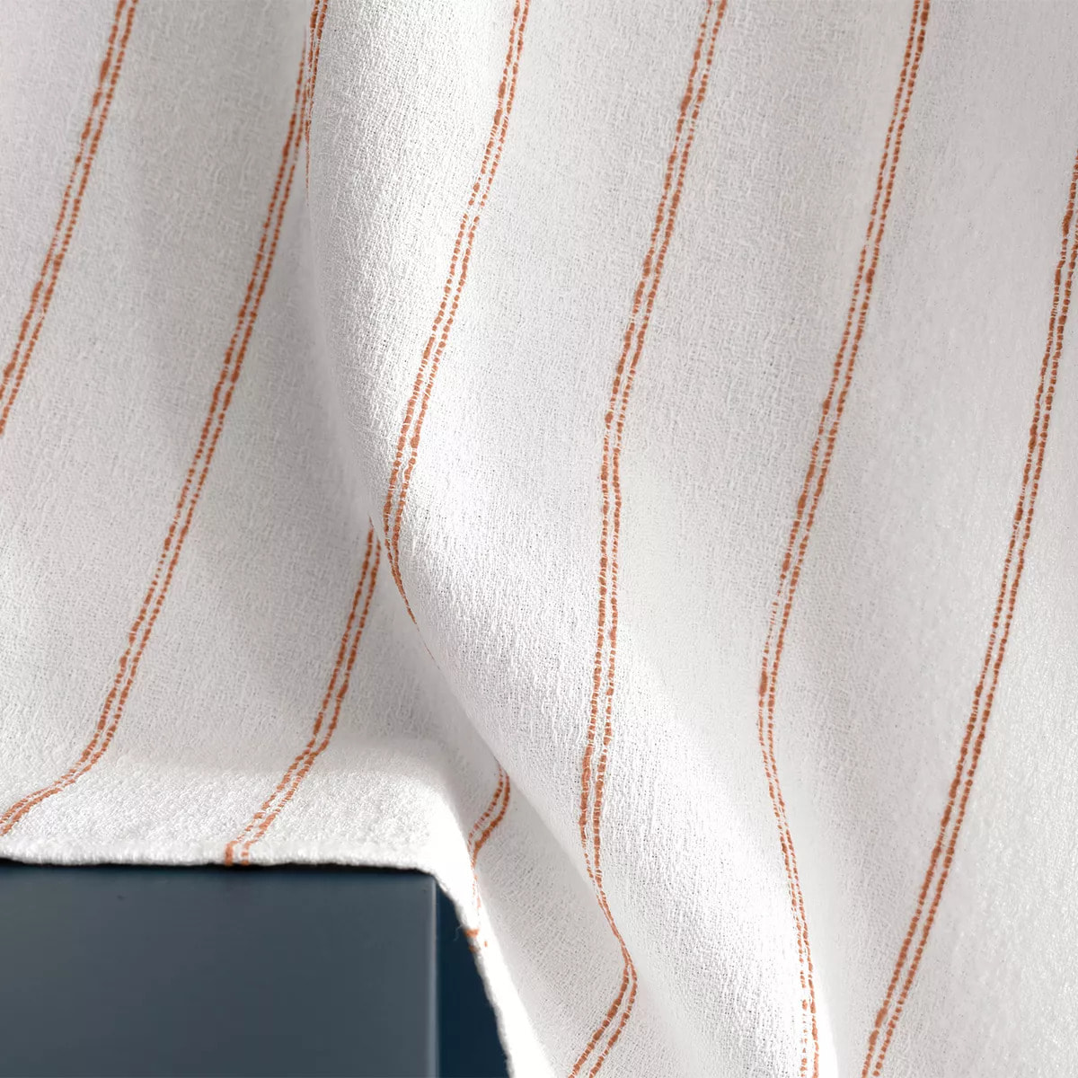 Torchon pur coton lavé motif jacquard blanc orange Rimini terracotta