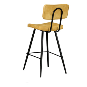 Lot de 2 chaises de bar mi-hauteur 66 cm cuir synthétique jaune - Texas