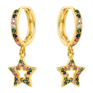 Pendientes con Circonita Multicolor acabado oro 18k